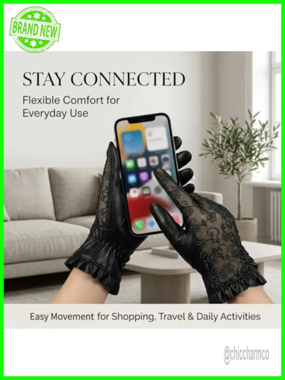 Lace Faux Leather Touchscreen Gloves Party Wedding Daily Wear